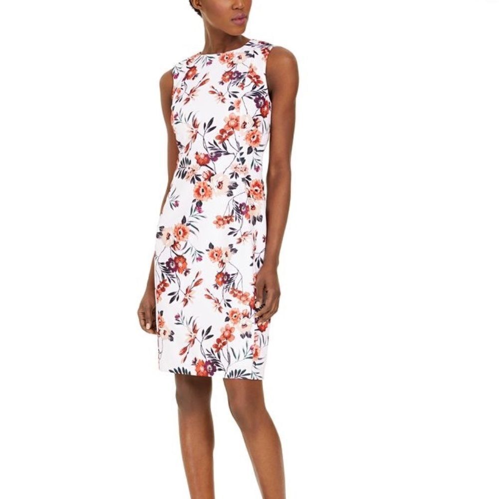 Calvin‎ Klein Floral Scuba Sheath Dress Sz 2/XS